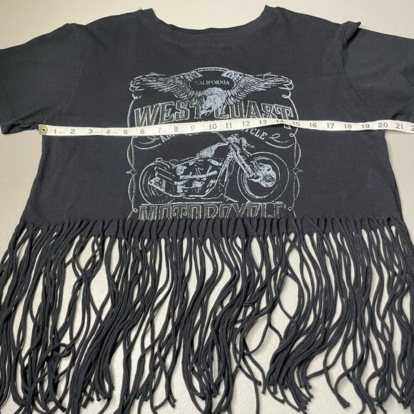 Forever 21 West Coast Motorcycle T-Shirt Fringe Trim Short Sleeve Black Size M - Picture 9 of 10
